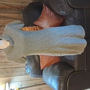 Tricotez Gray Cashmere Short Sleeve Dress Size L Casual Comfy Soft Fitted Preown